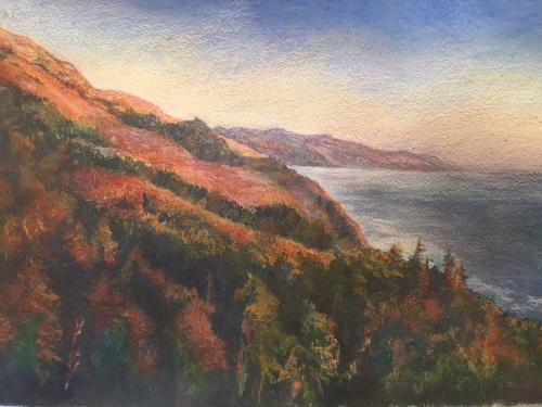 "From Nepenthe at Sunset" Pastel on Paper 