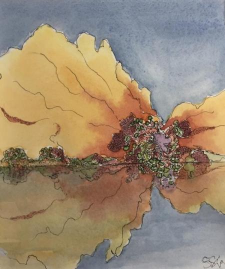 "Poppy Dreamscape" Ink and Watercolor